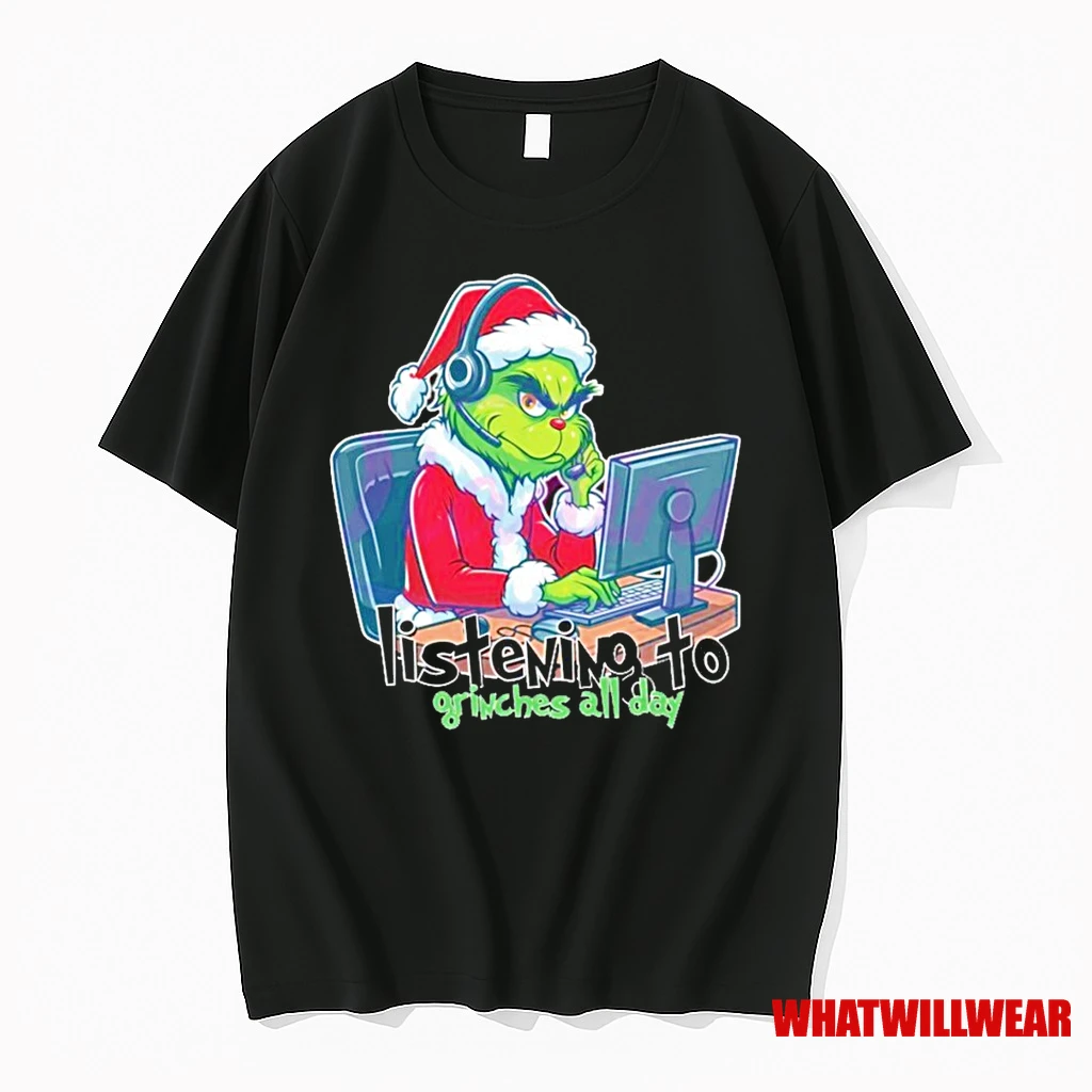 Listening To Grinches All Day Christmas Grinch Telesale Shirts