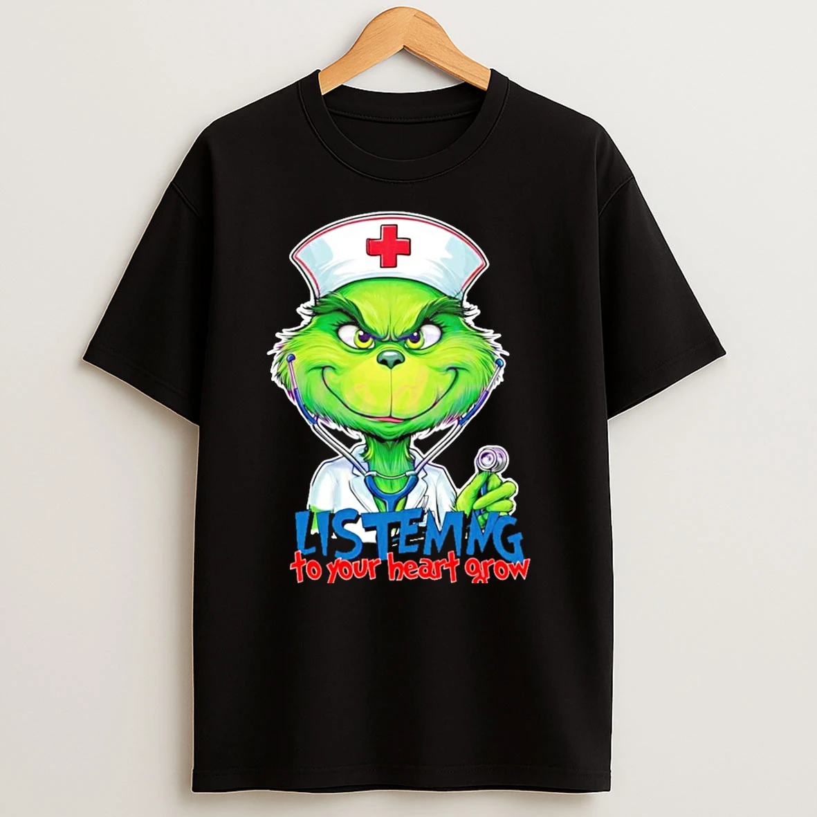 Listening To Your Heart Grow Grinch Christmas Nurse T Shirts