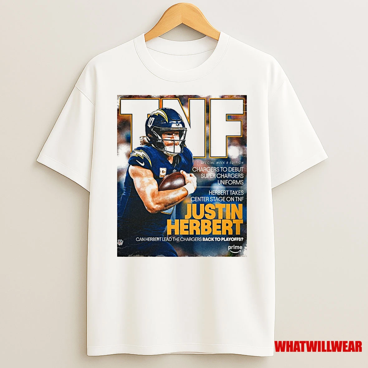 Los Angeles Chargers Justin Herbert Tnf Chargers To Debut Superchargers Uniforms Shirts