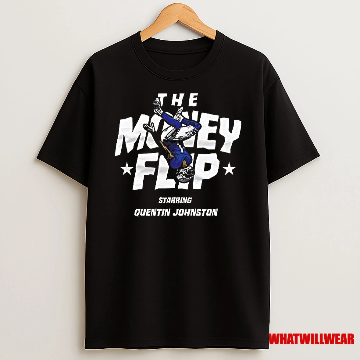 Los Angeles Chargers Quentin Johnston The Money Flip Shirts