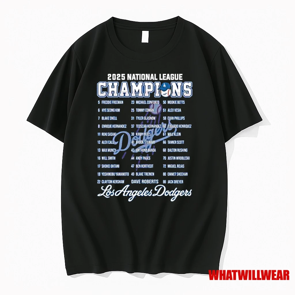 Los Angeles Dodgers 2025 National League Champions Roster Shirts