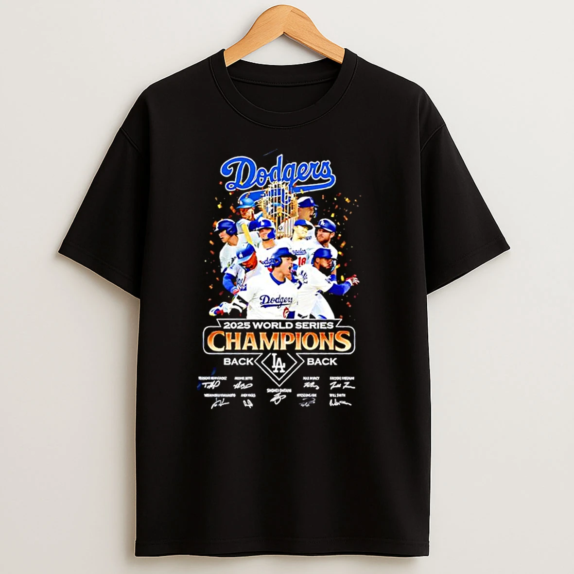 Los Angeles Dodgers 2025 World Series Champions Back La Back Signatures T Shirts