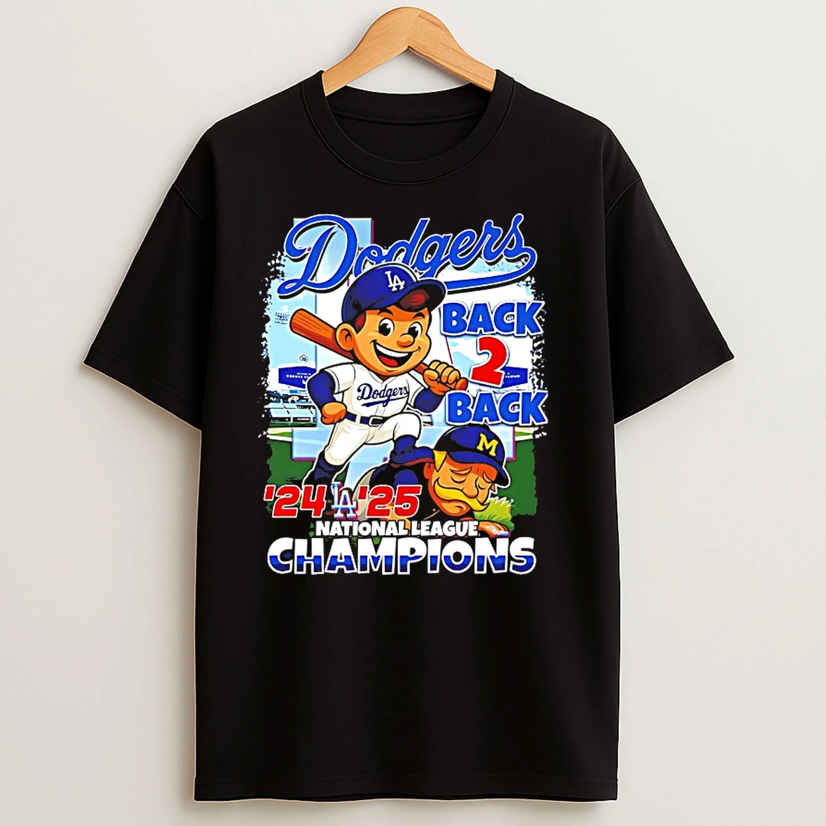 Los Angeles Dodgers Back 2 Back 2024 2025 National League Champions Caricatures T Shirts