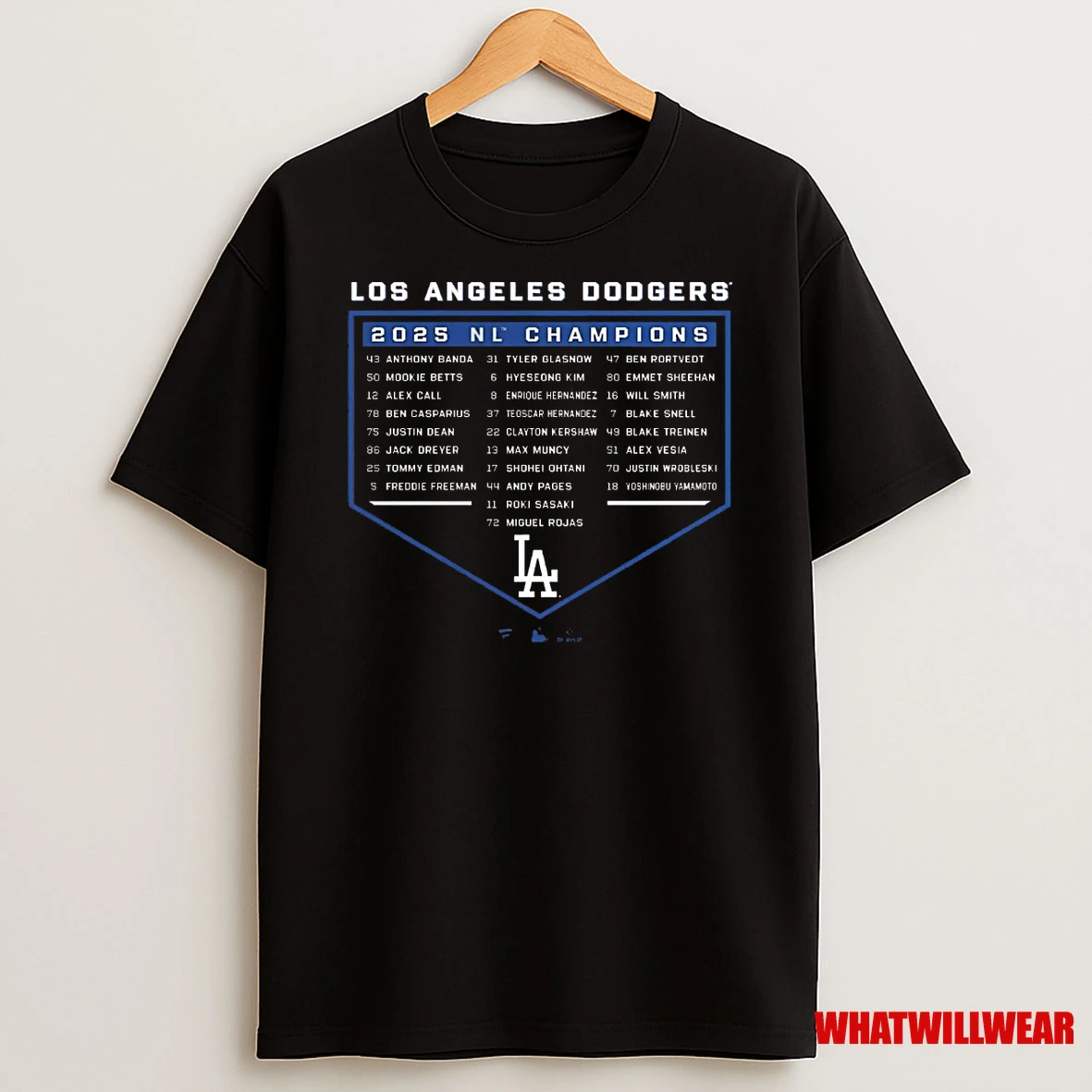Los Angeles Dodgers Mlb 2025 Nlcs Champions Roster Banda Betts Call And Casparius Shirts