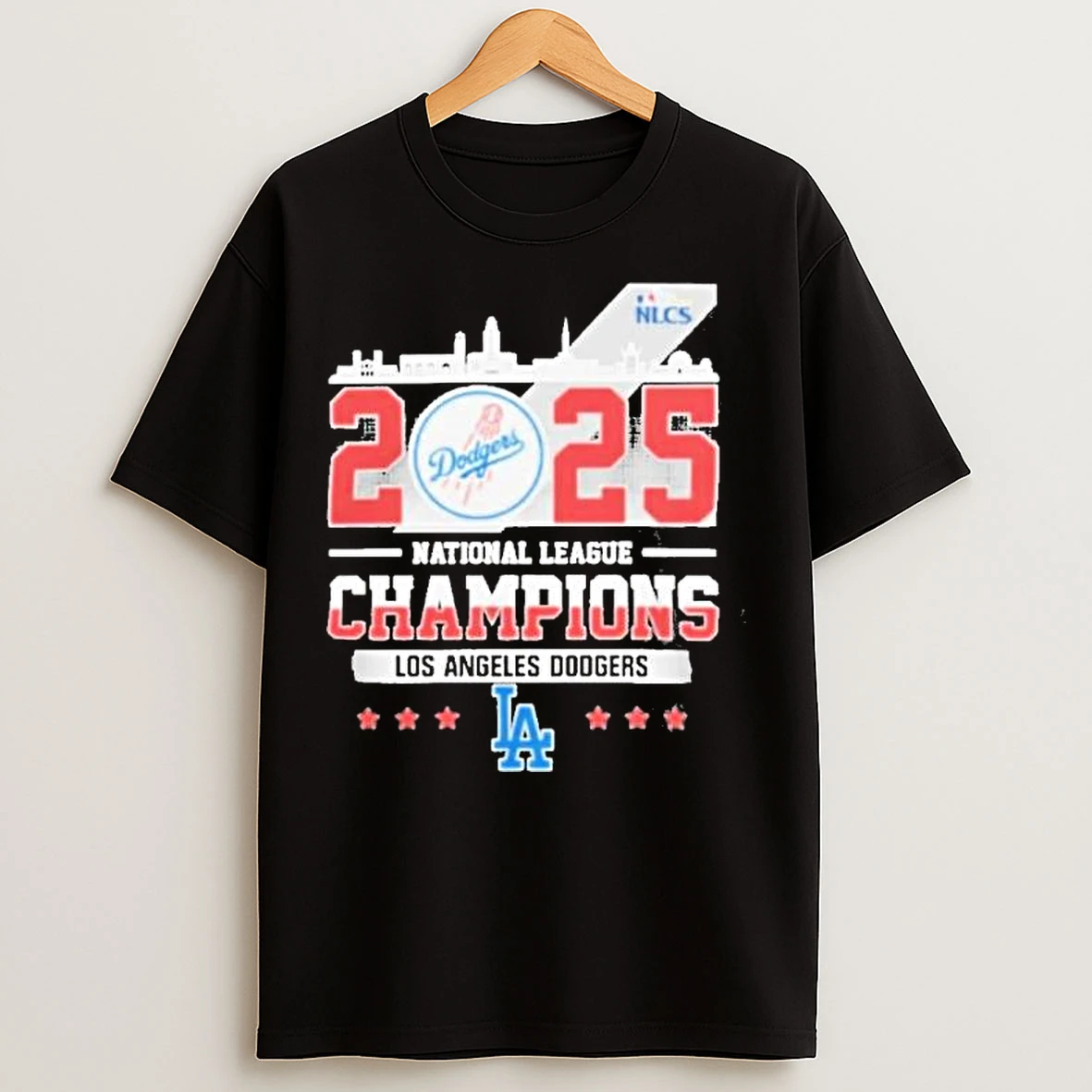 Los Angeles Dodgers Skyline 2025 National League Champions T Shirts