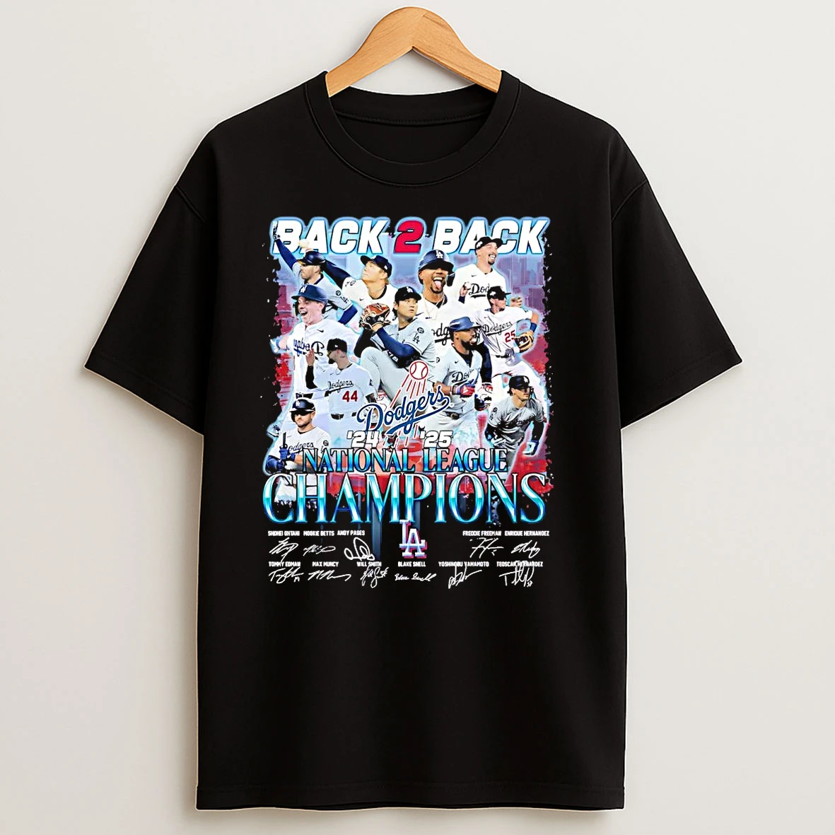 Los Angeles Dodgers Back 2 Back National League Champions Team Players T Shirts