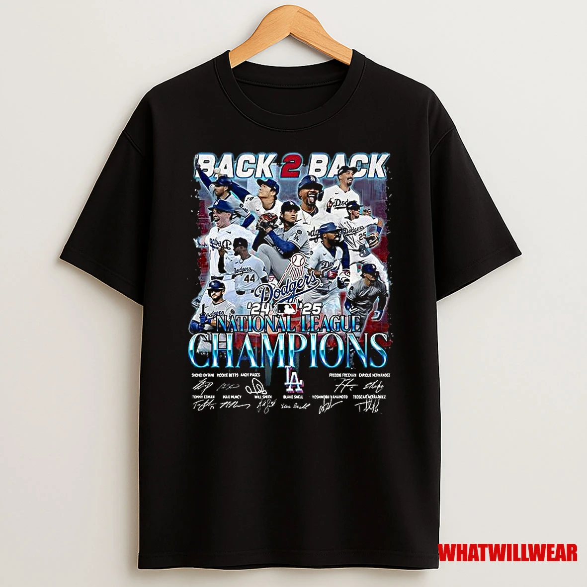 Los Angeles Dodgers Baseball 2025 National League Champions Back To Back Signature Shirts