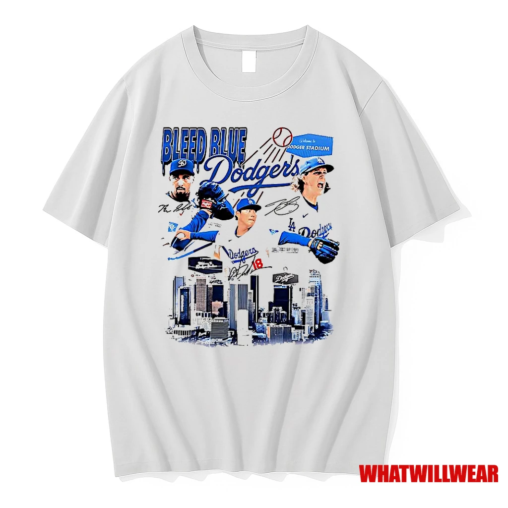Los Angeles Dodgers Baseball Bleed Blue Player Signature Skyline Shirts