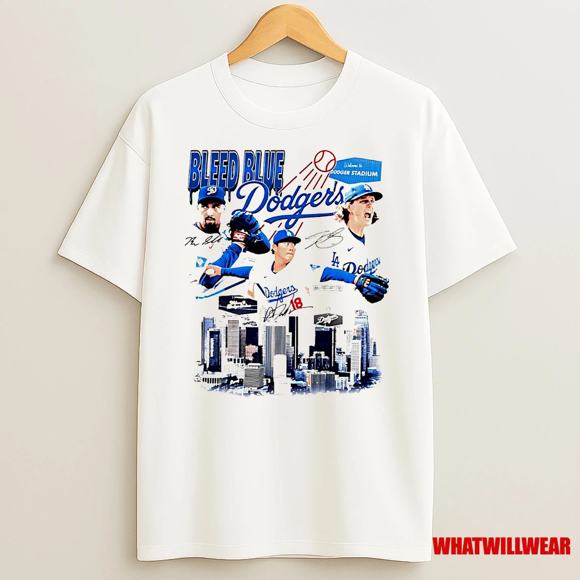 Los Angeles Dodgers Players Bleed Blue Stadium Signatures Shirts