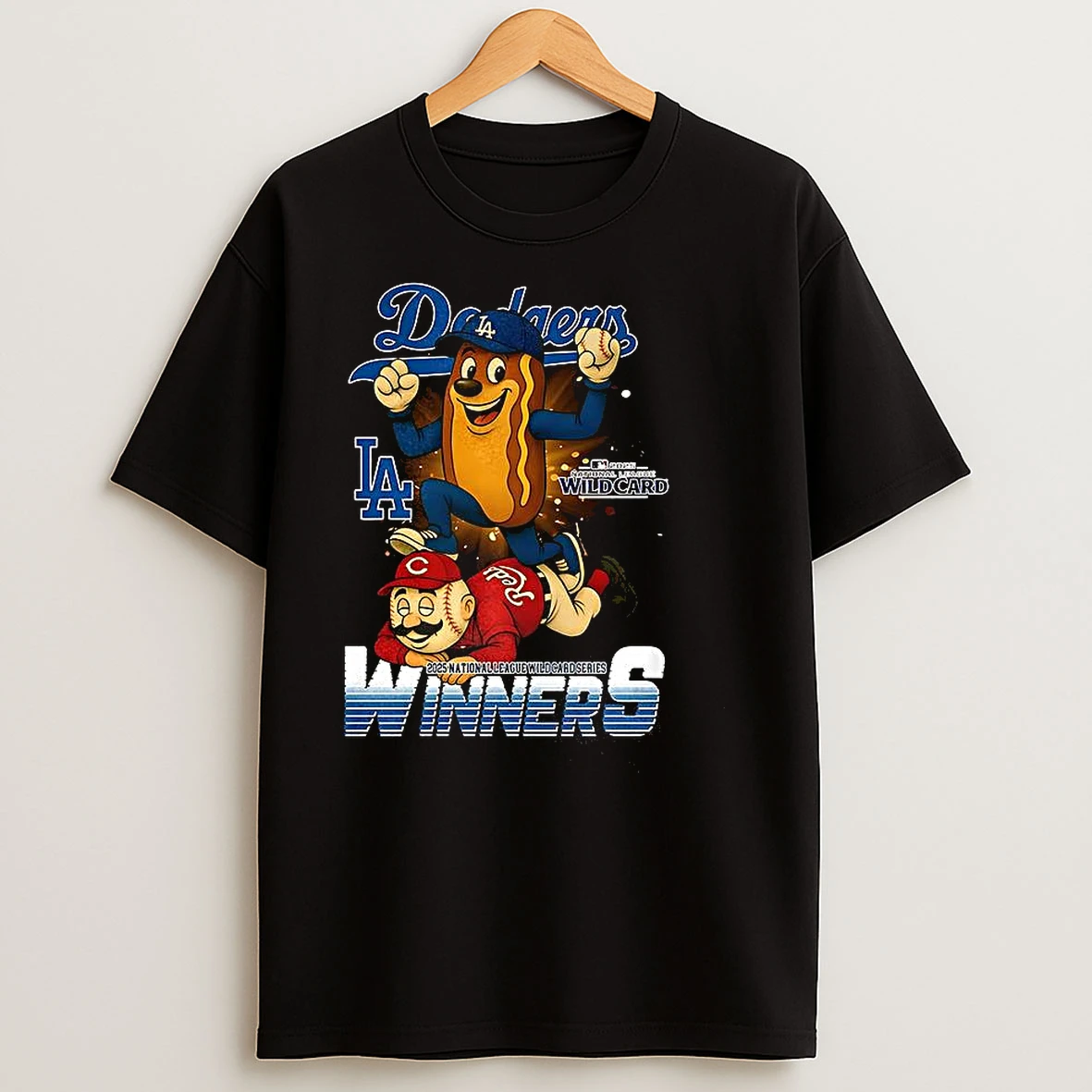 Los Angeles Dodgers Stomp Cincinnati Reds Wildcard Nlds 2025 Mascot T Shirts