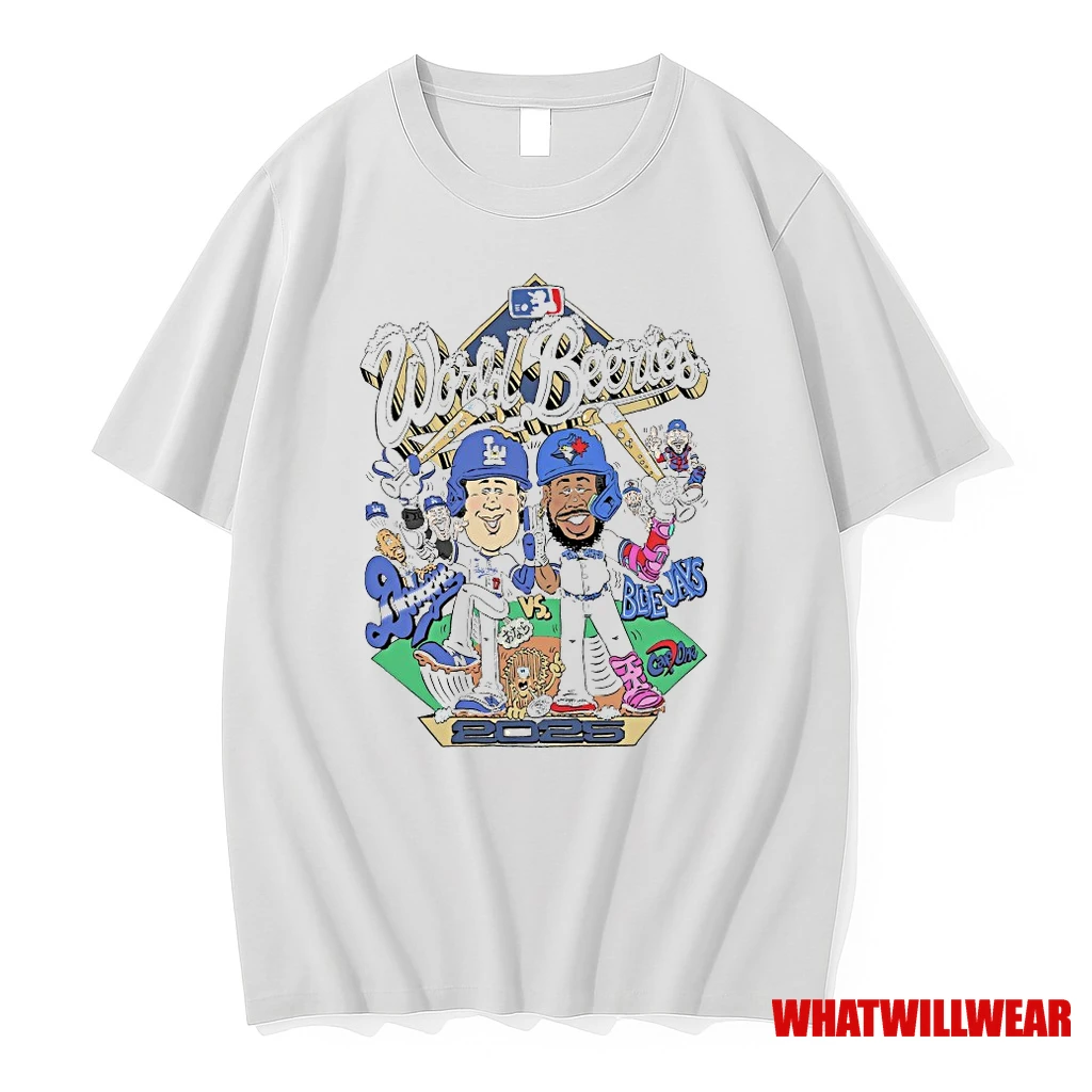 Los Angeles Dodgers Vs Toronto Blue Jays 2025 World Series Championships World Beeries Caricature Shirts