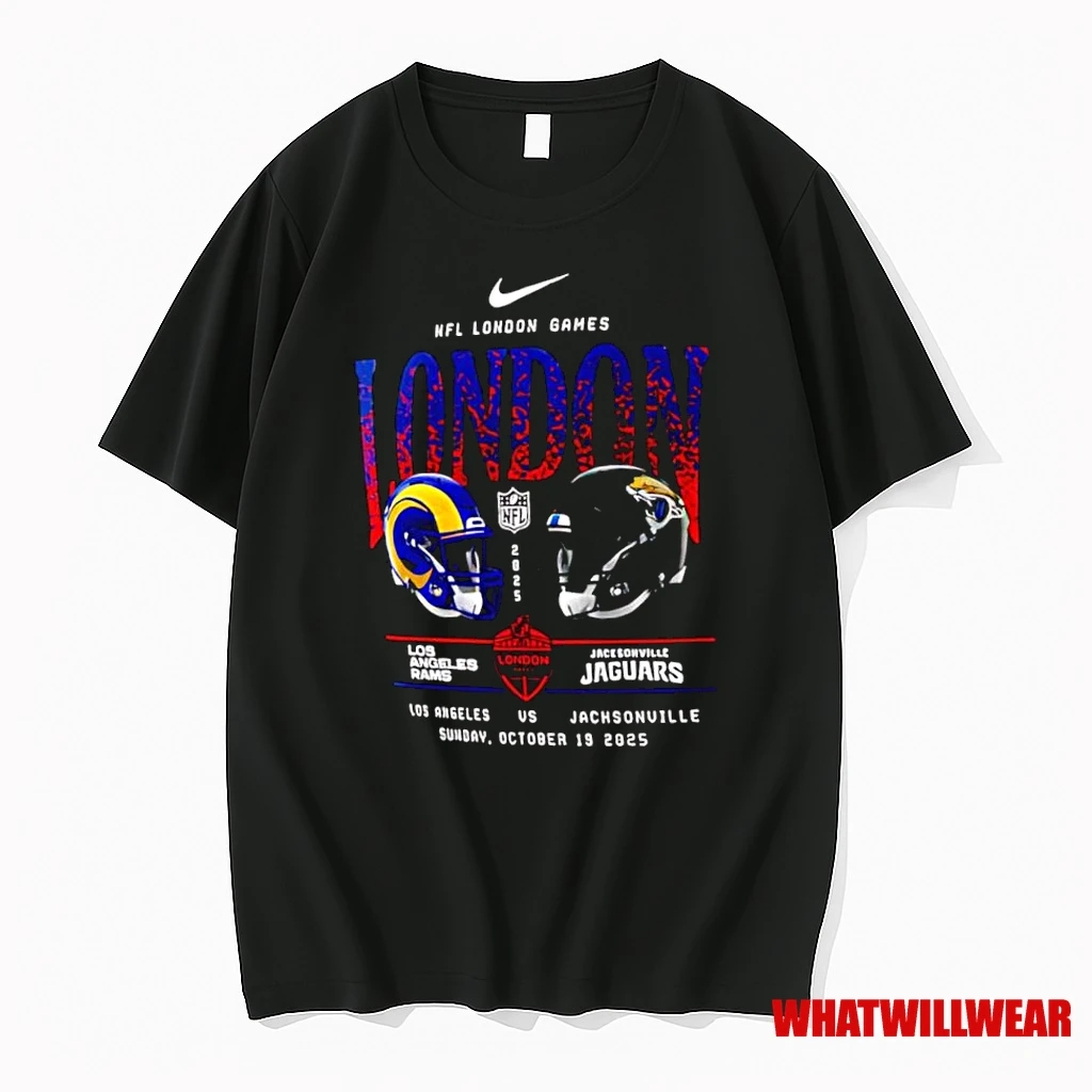 Los Angeles Rams Vs Jacksonville Jaguars Nike International Games London 2025 Helmet Logo Shirts