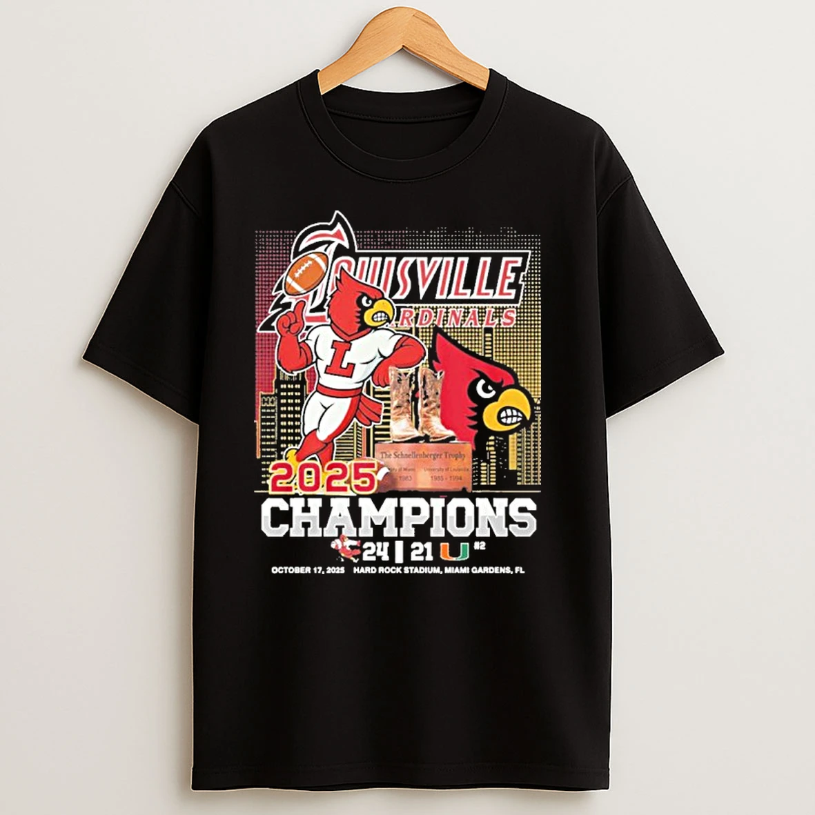 Louisville Cardinals 2025 Schnellenberger Trophy Champions Score T Shirts
