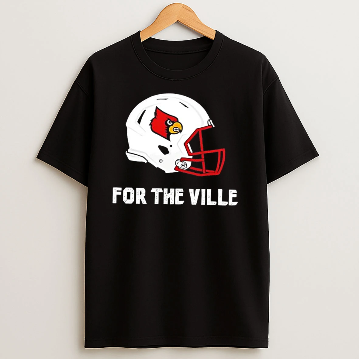 Louisville Cardinals For The Ville Football Helmet 2 Sided T Shirts