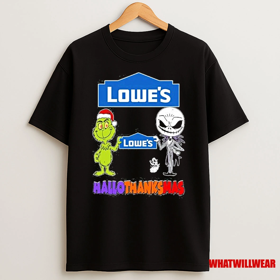 Lowes Santa Grinch X Jack Friends Fist Bump Hallothanksmas Shirts