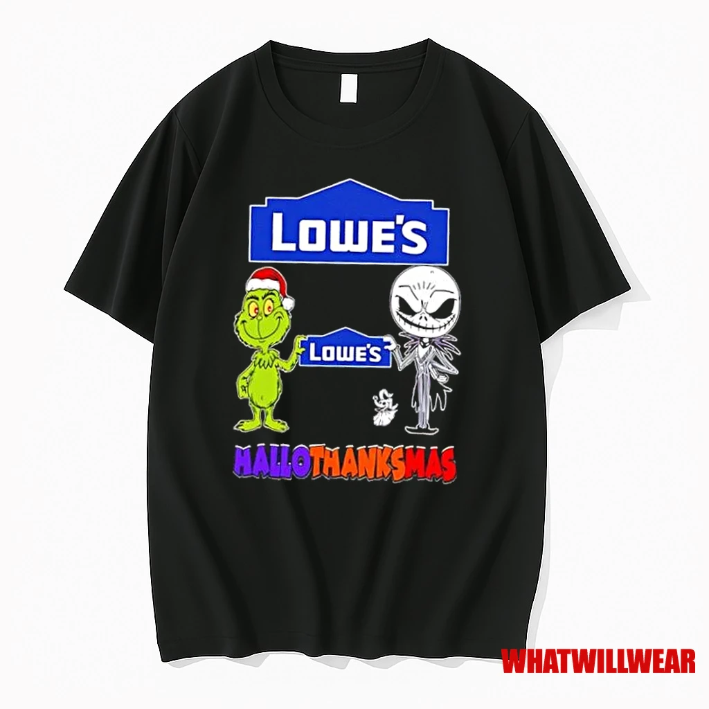 Lowes X Grinch And Jack Skellington Friends Fist Bump Happy Hallothanksmas Shirts