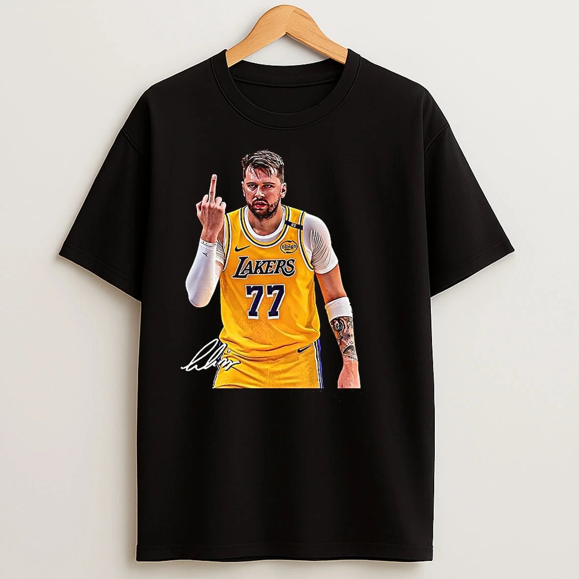 Luka Doncic Los Angeles Lakers Basketball Middle Finger Signature Meme T Shirts