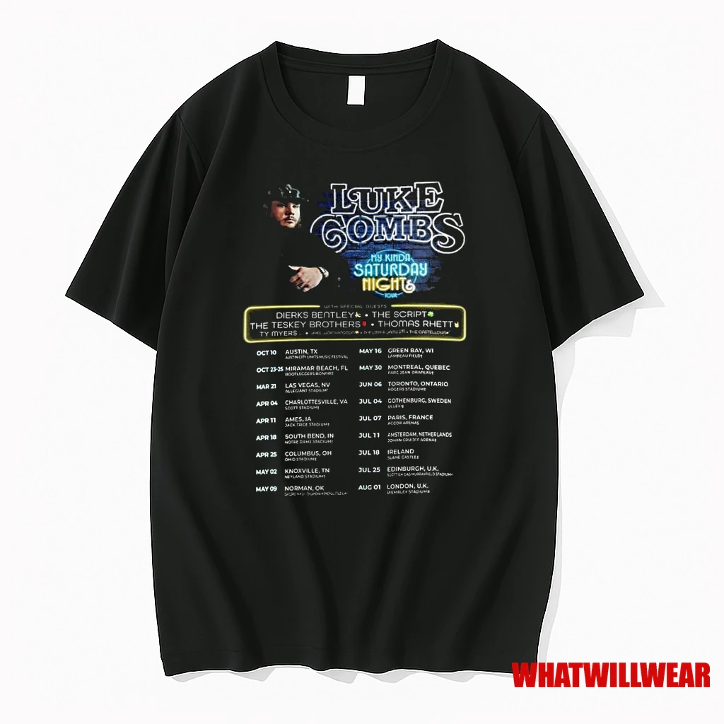 Luke Combs My Kinda Saturday Nights Tour 2025 2026 Shirts