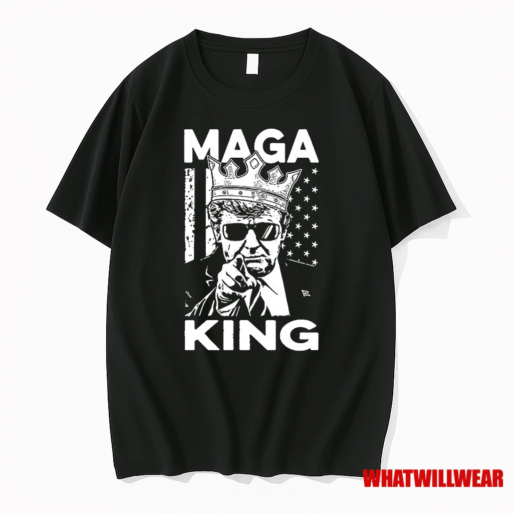 Maga King Trump Point Flag Satirical Shirts