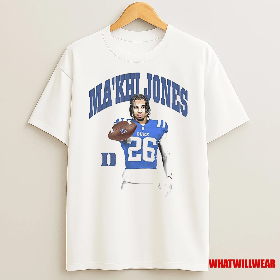 Makhi Jones Portrait Holding Ball Duke Blue Devils Shirts