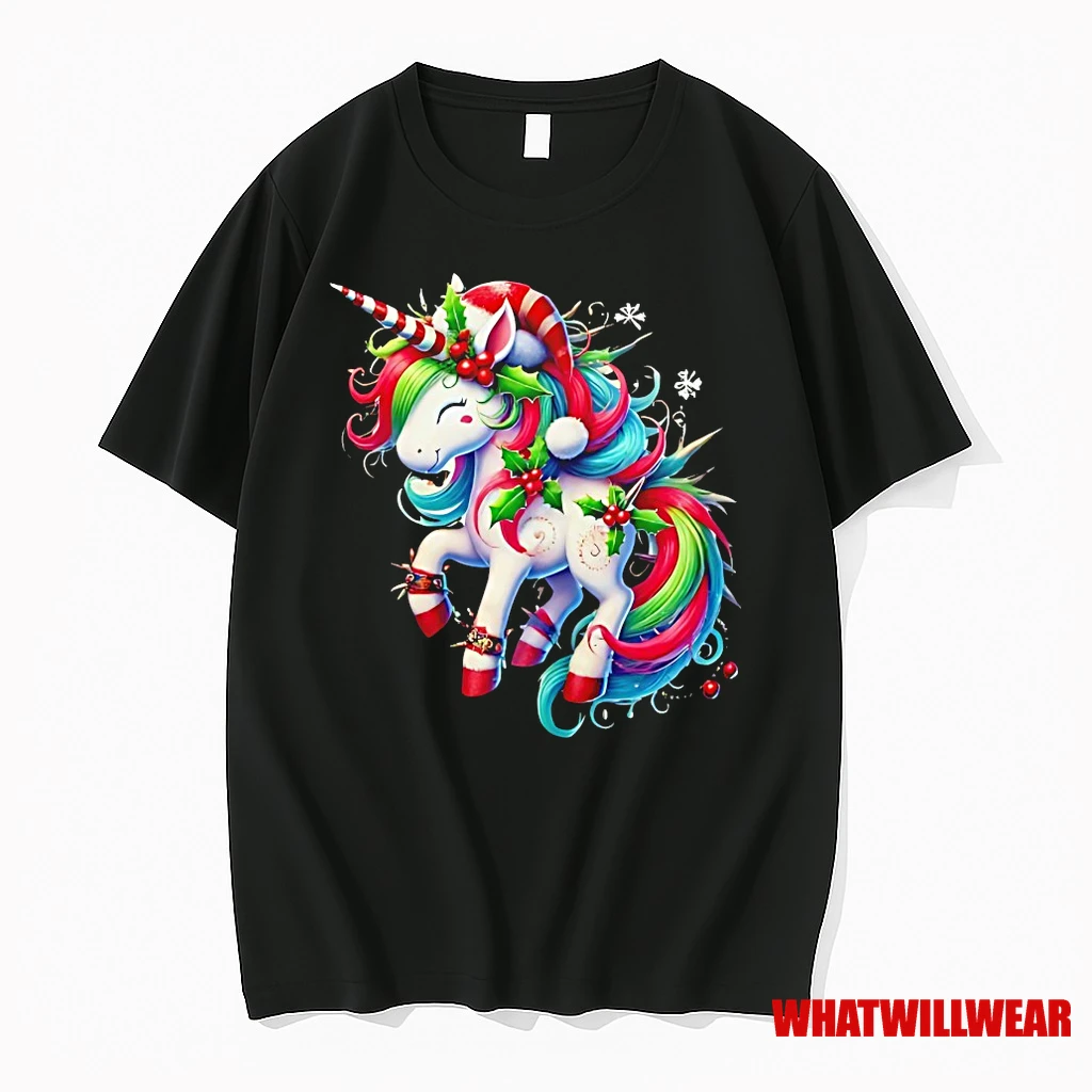 Magical Christmas Unicorn Holly Sparkle Shirts