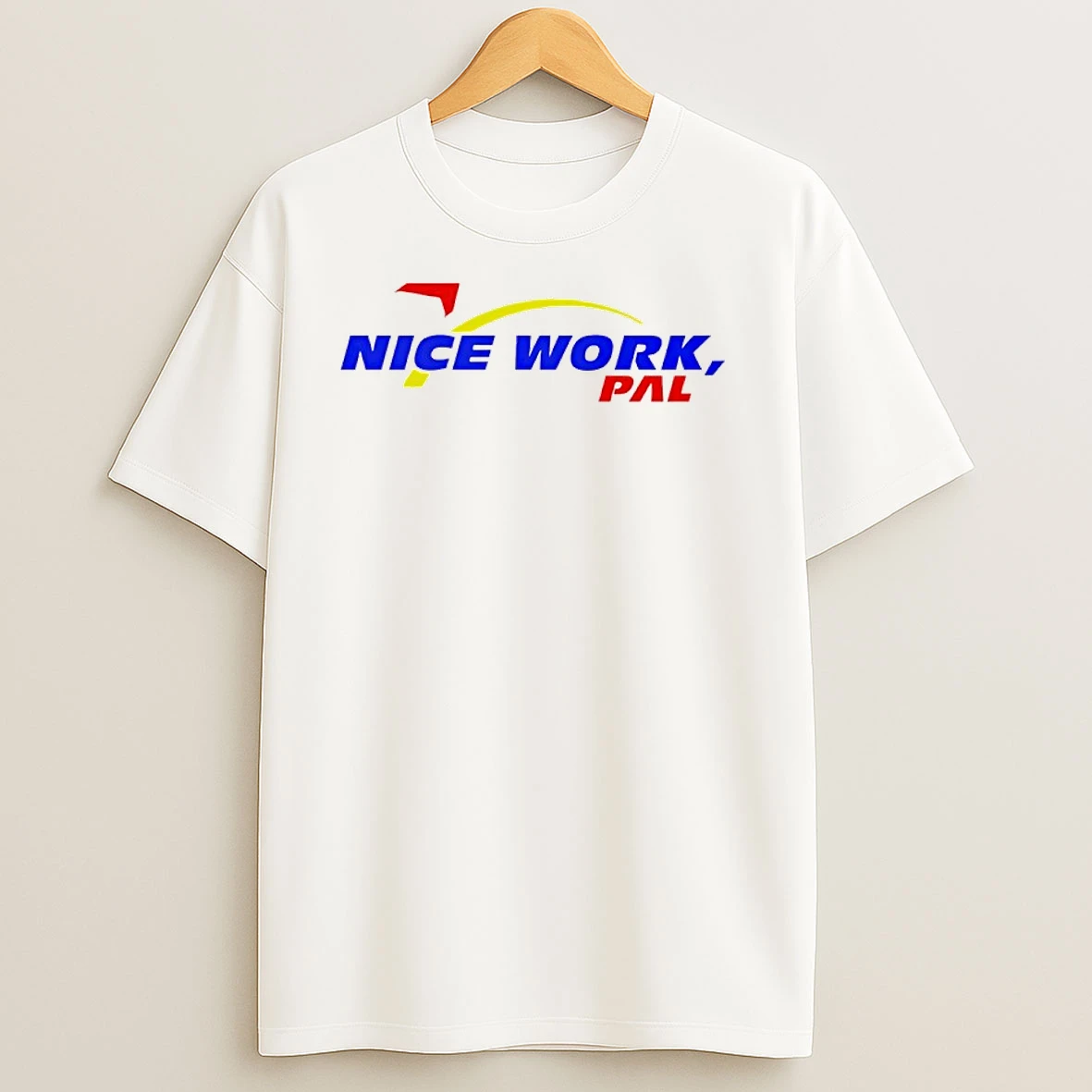 Mariann Bell Wearing Nice Work Pal Logo T Shirts