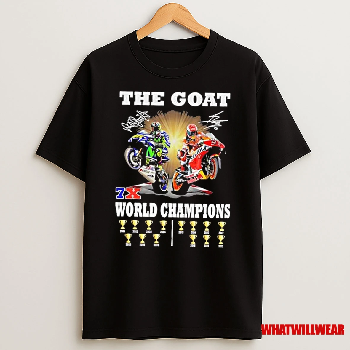 Marquez Rossi And Pedrosa The Goat 7x World Champions Shirts