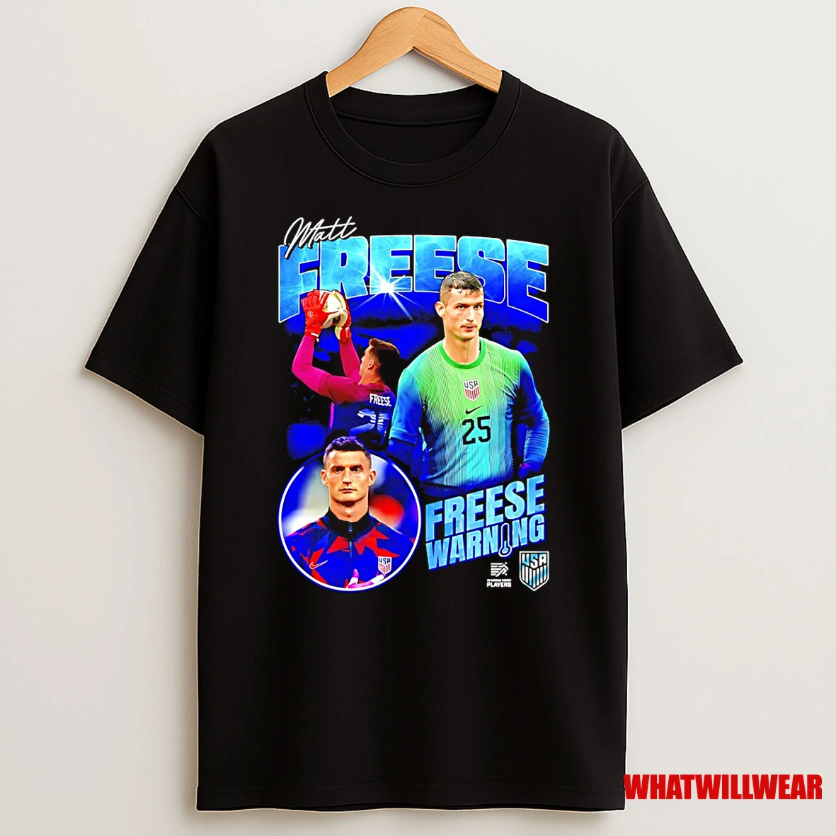 Matt Freese Warning Usmnt Player Collage Shirts