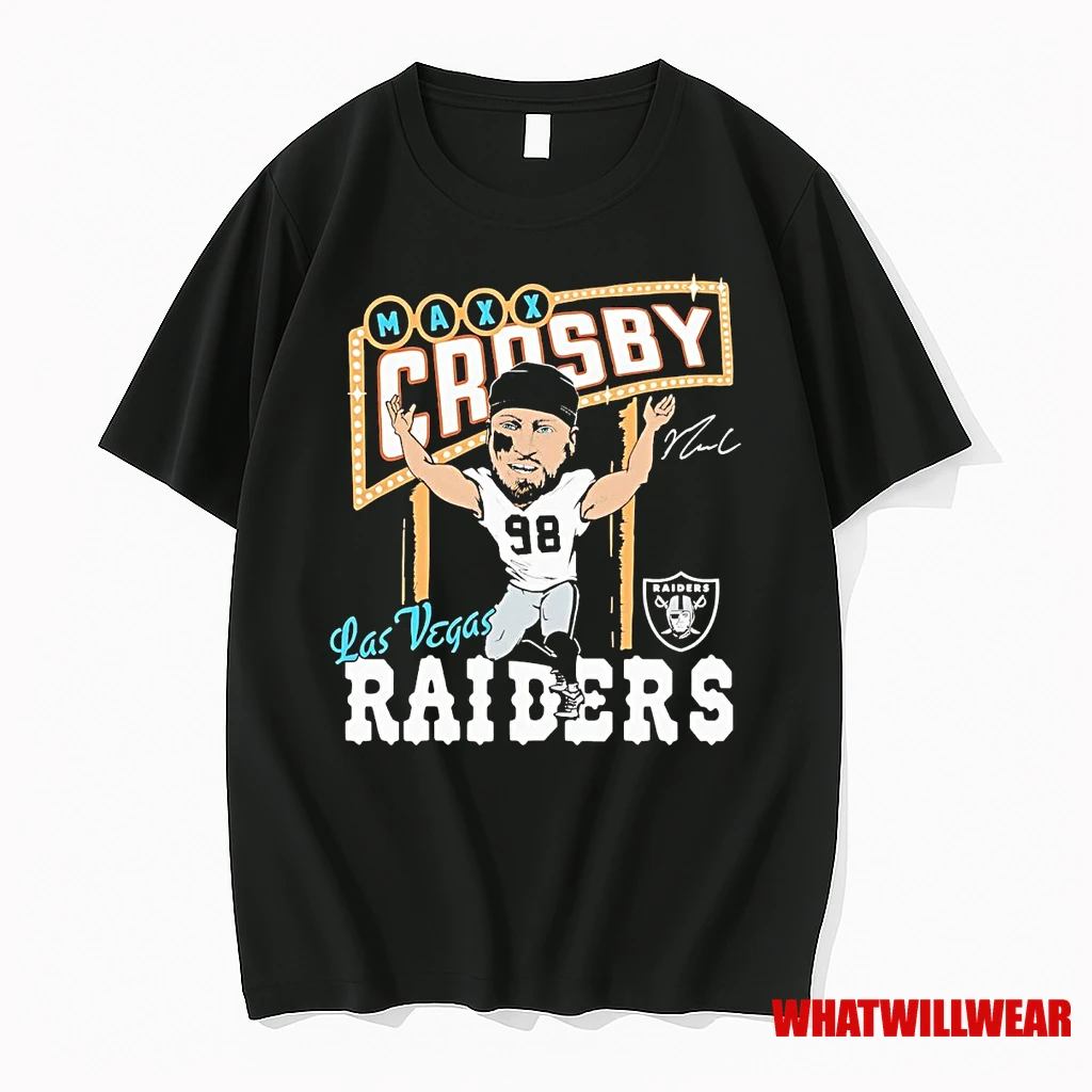 Maxx Crosby Caricature Celebration Raiders Signature Shirts