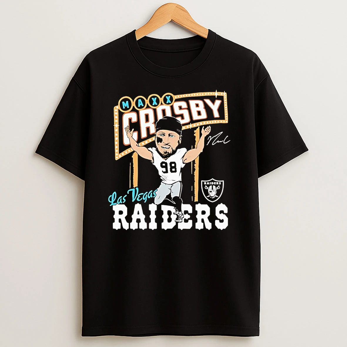 Maxx Crosby Caricature Celebration Raiders Signature T Shirts