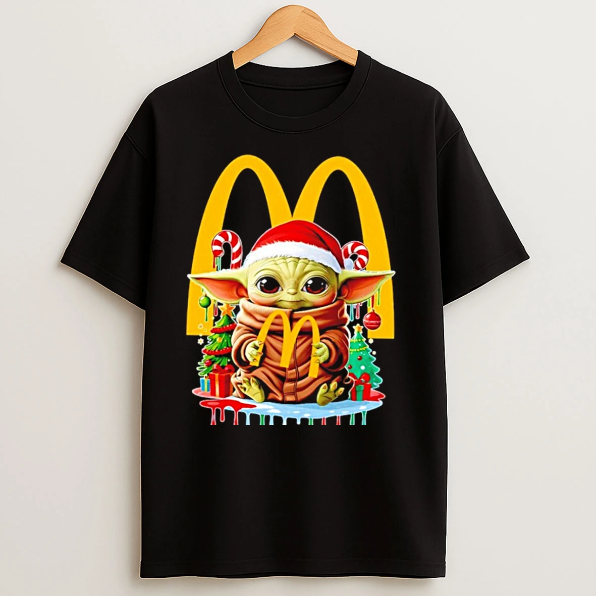 Mcdonalds X Baby Yoda Merry Christmas T Shirts