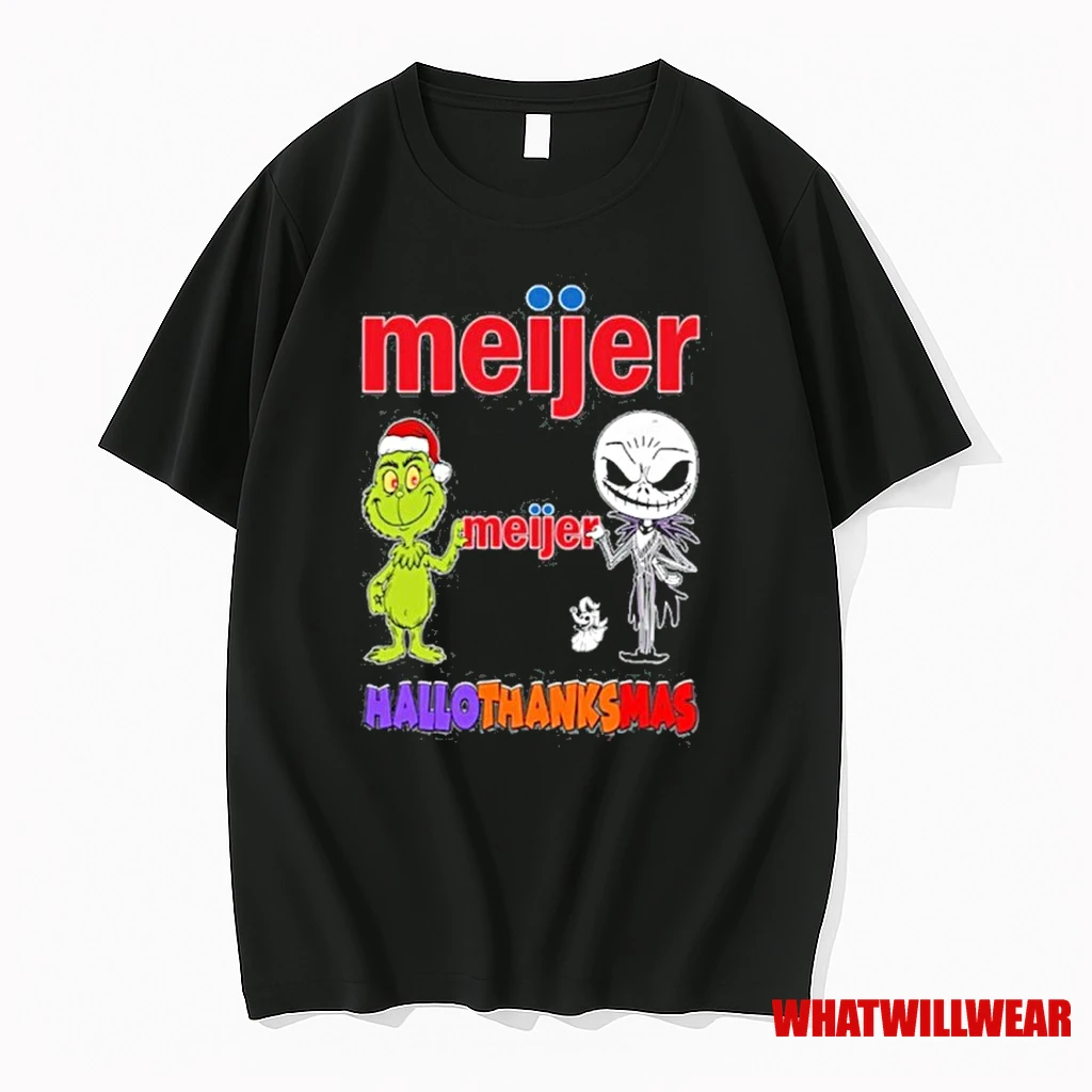 Meijer Santa Grinch X Jack Friends Fist Bump Hallothanksmas Shirts
