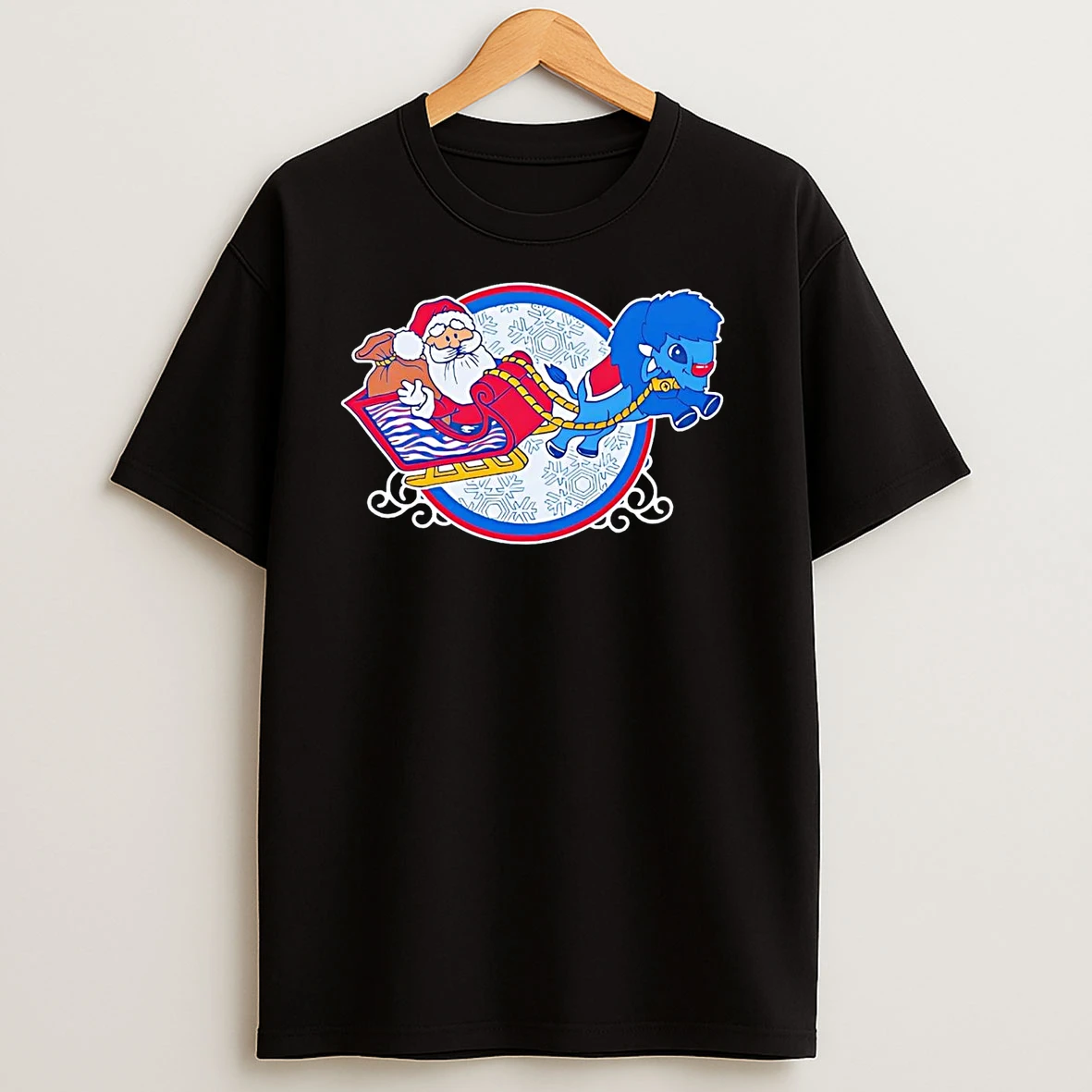 Merry Christmas Santa Buffalo Sleigh T Shirts