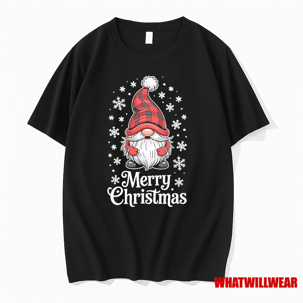 Merry Christmas Buffalo Plaid Red Hat Gnome Snowflake Shirts