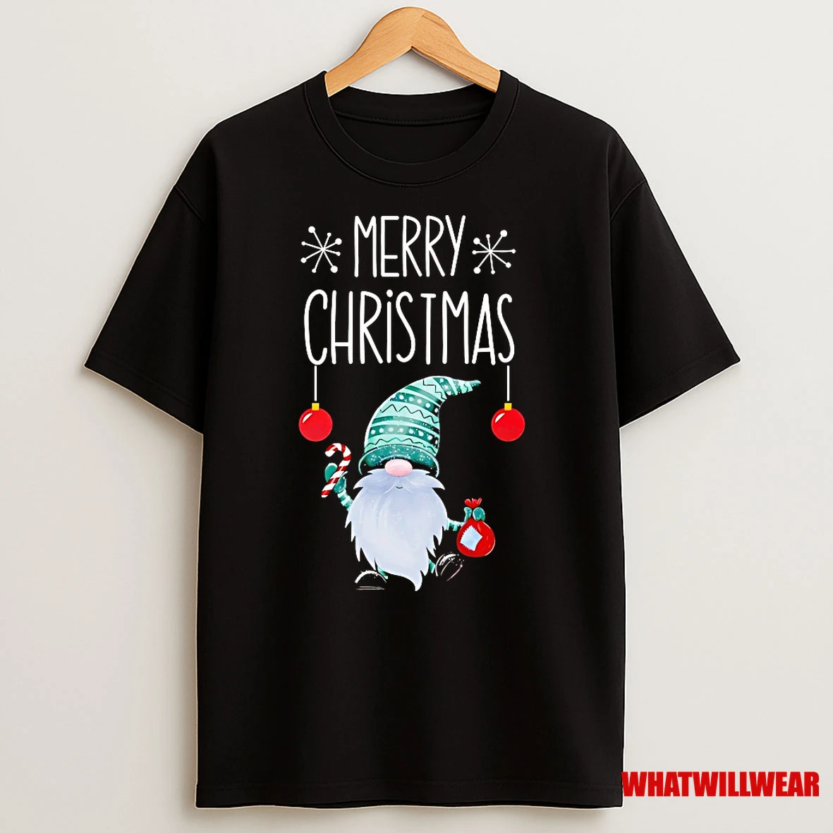 Merry Christmas Green Gnome Candy Cane Shirts