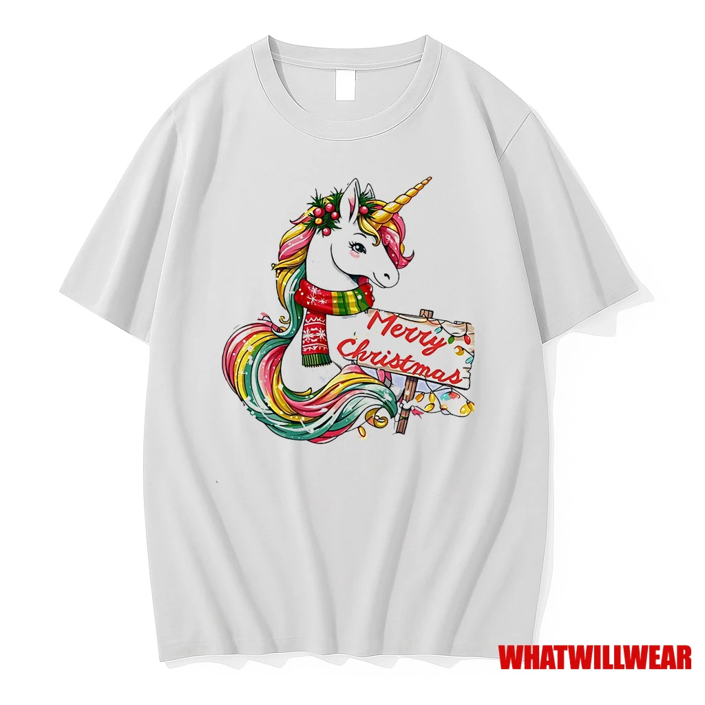 Merry Christmas Rainbow Unicorn Holiday Lights Shirts