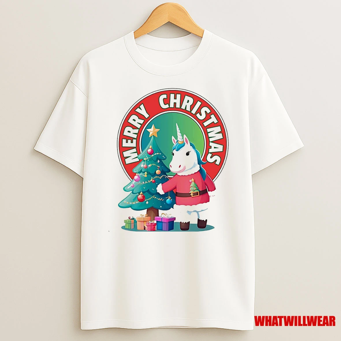 Merry Christmas Unicorn Tree Holiday Gift Shirts