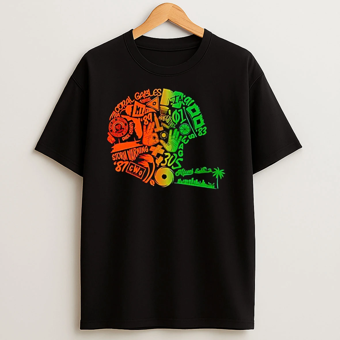 Miami Hurricanes Football Team Mash Up Coral Gables Helmet T Shirts