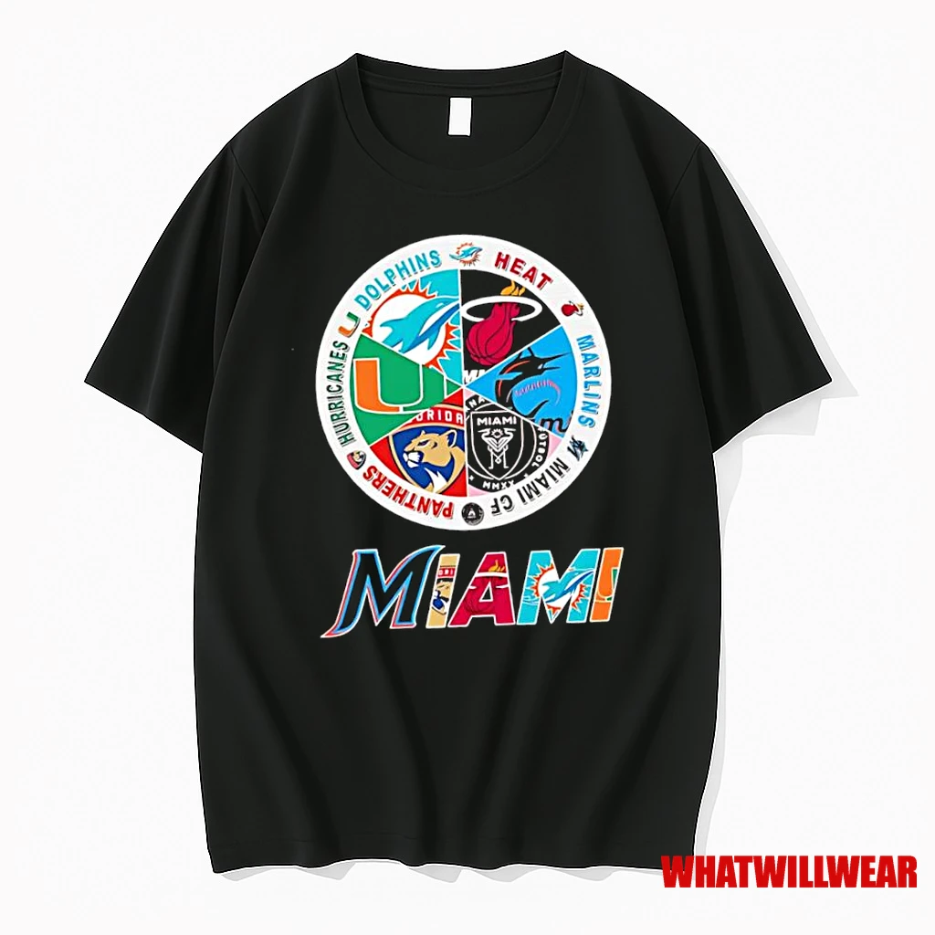 Miami Area Dolphins X Heat X Marlins X Florida Panthers X Hurricanes X Inter Miami Cf Logo Shirts