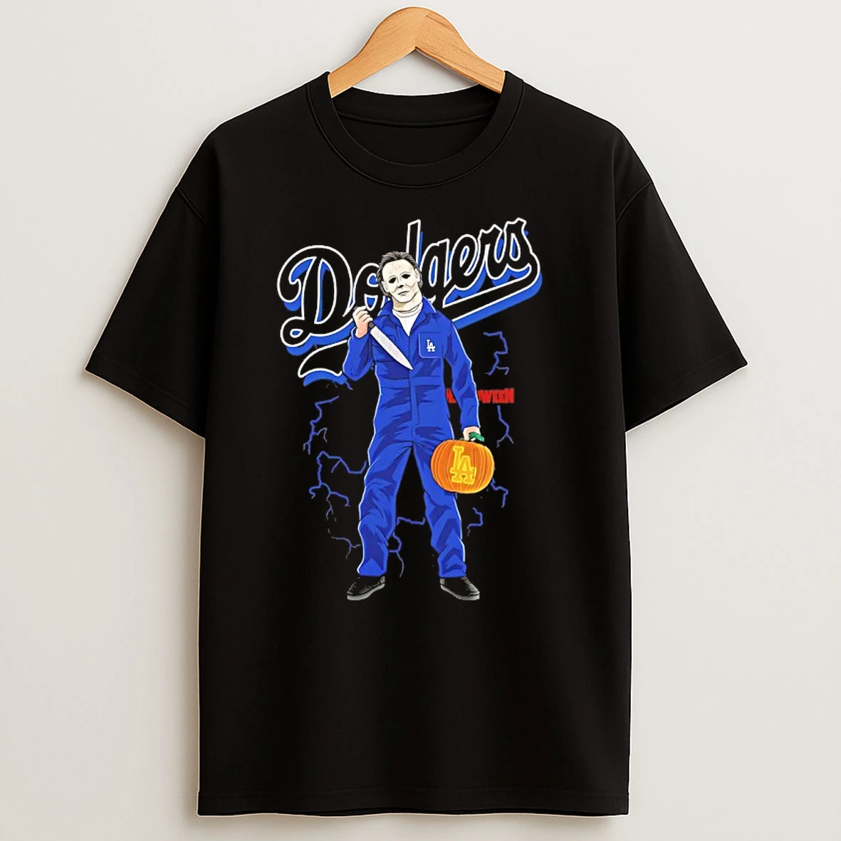 Michael Myers Halloween Pumpkin X Los Angeles Dodgers T Shirts