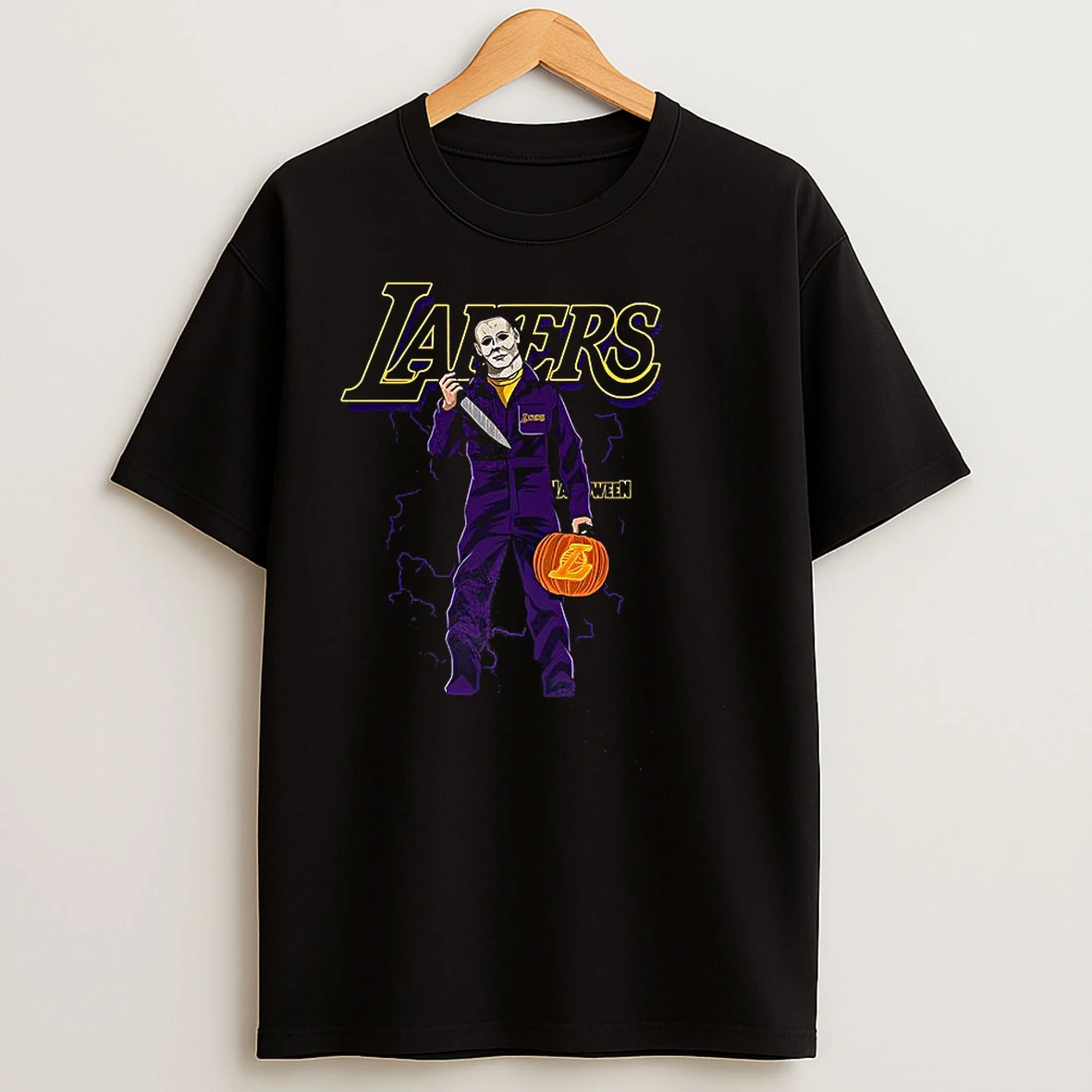 Michael Myers X Los Angeles Lakers Basketball Lakeshow Halloween T Shirts