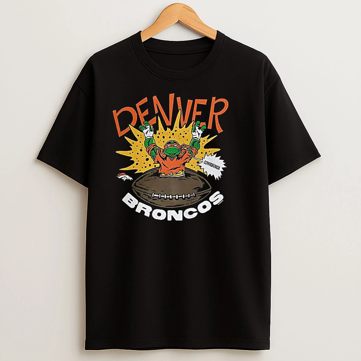 Michelangelo Teenage Mutant Ninja Turtles X Denver Broncos Football T Shirts