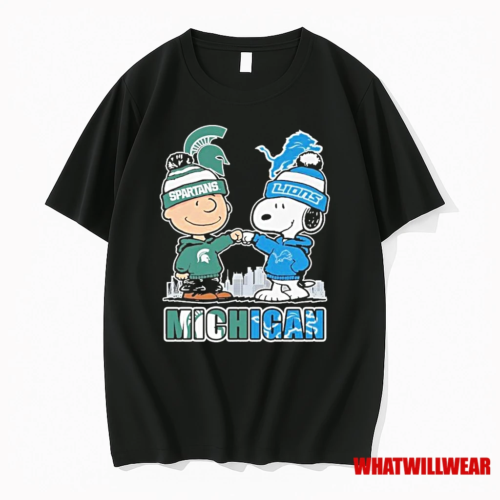 Michigan State Spartans Detroit Lions Snoopy Winter Coming 2025 Shirts