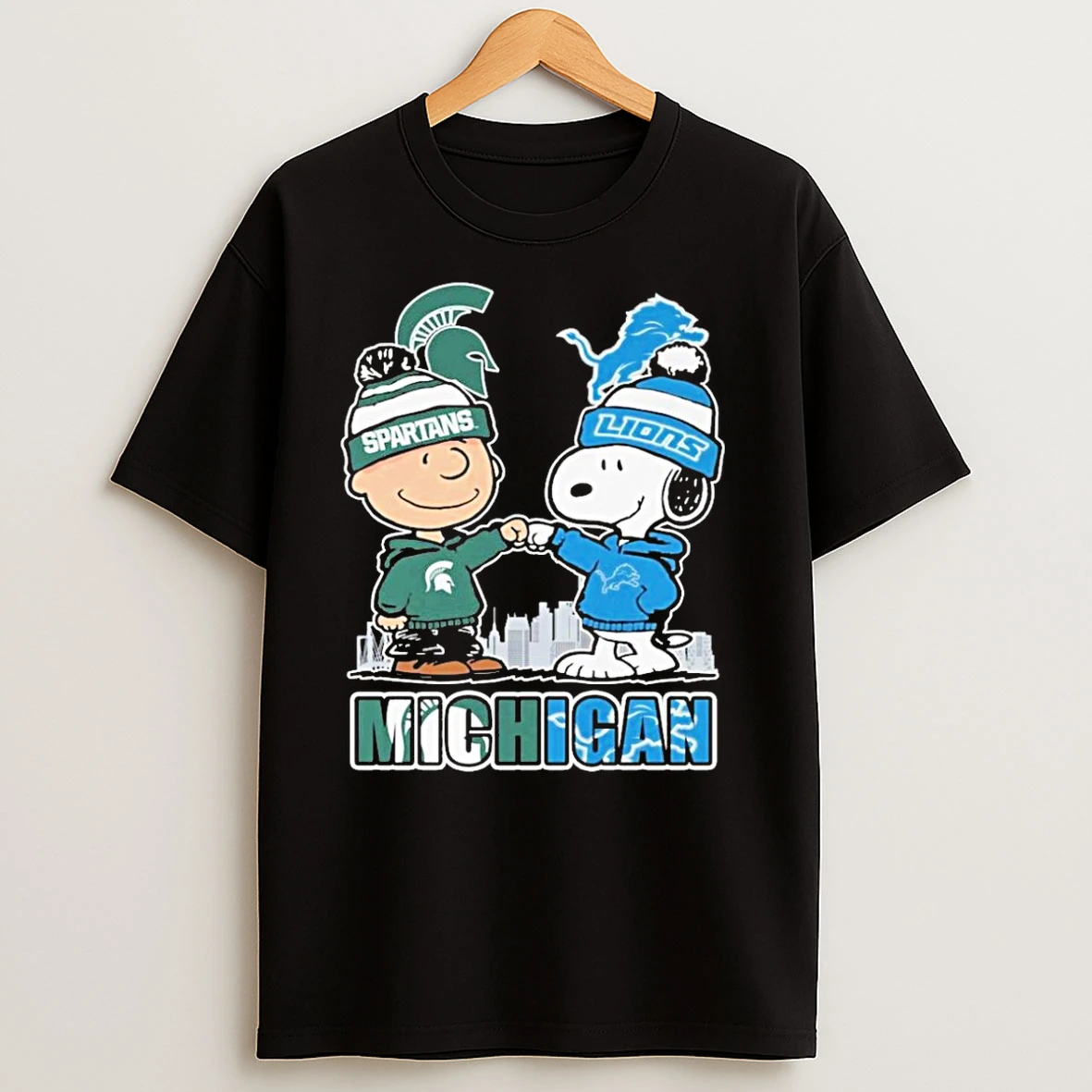 Michigan State Spartans Detroit Lions Snoopy Winter Coming 2025 T Shirts