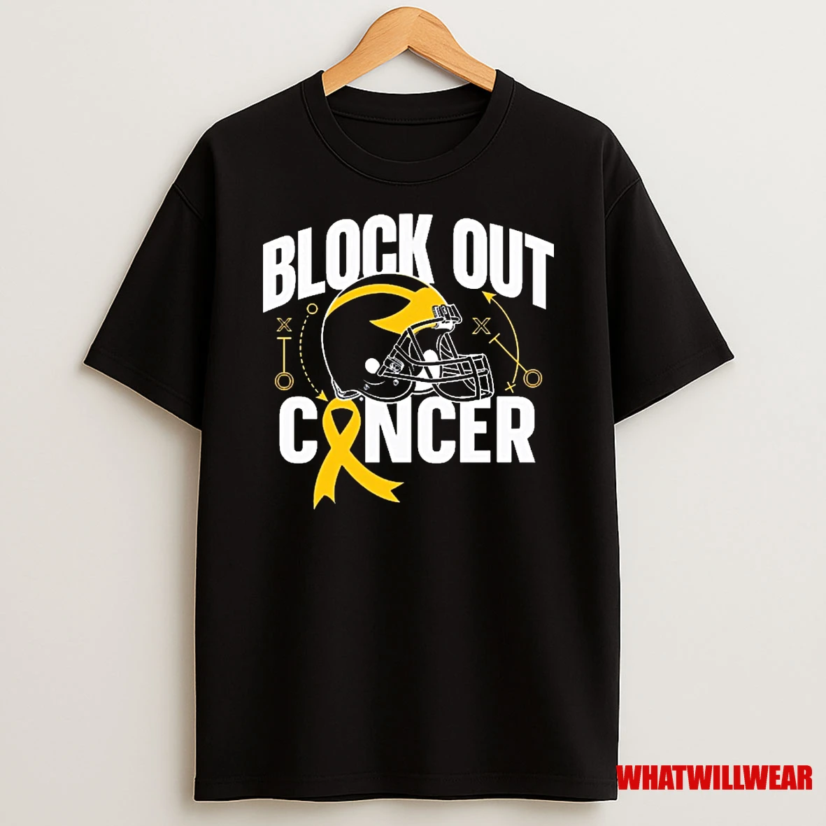 Michigan Wolverines Ncaa Block Out Cancer Helmet 2025 Shirts