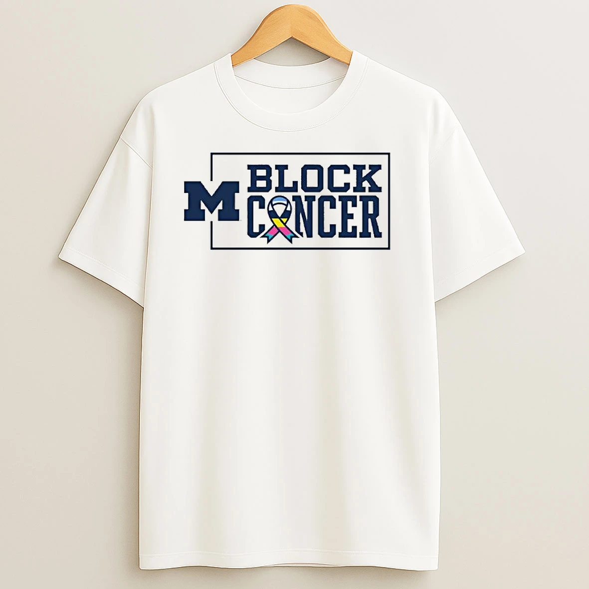 Michigan Wolverines Block Cancer Ribbon Ornaments T Shirts