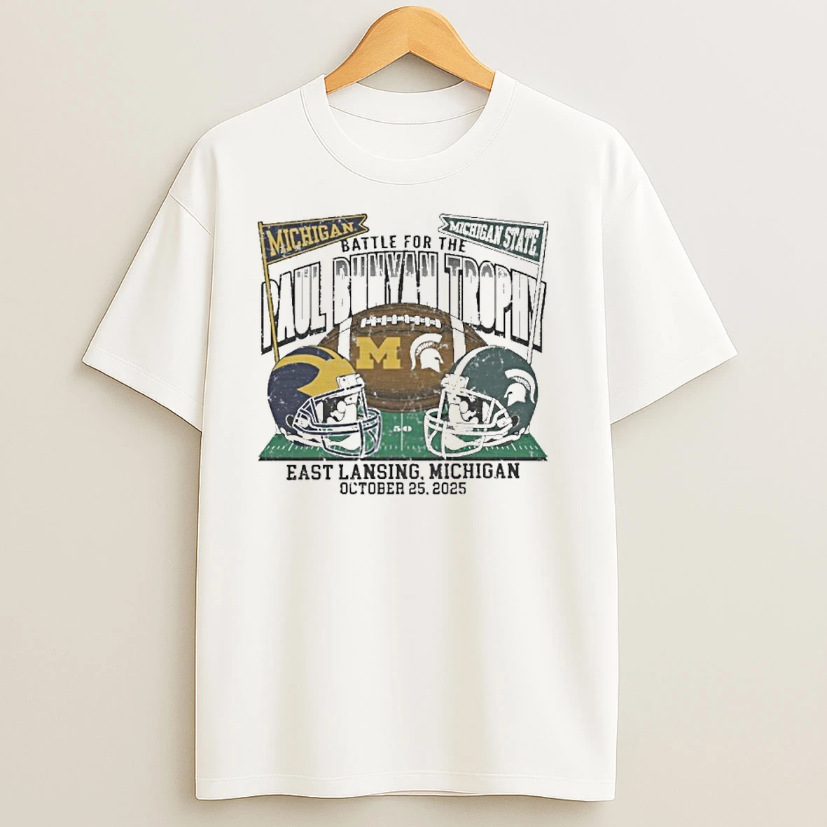 Michigan Vs Michigan State Football 2025 Battle For The Paul Bunyan Trophy T Shirts