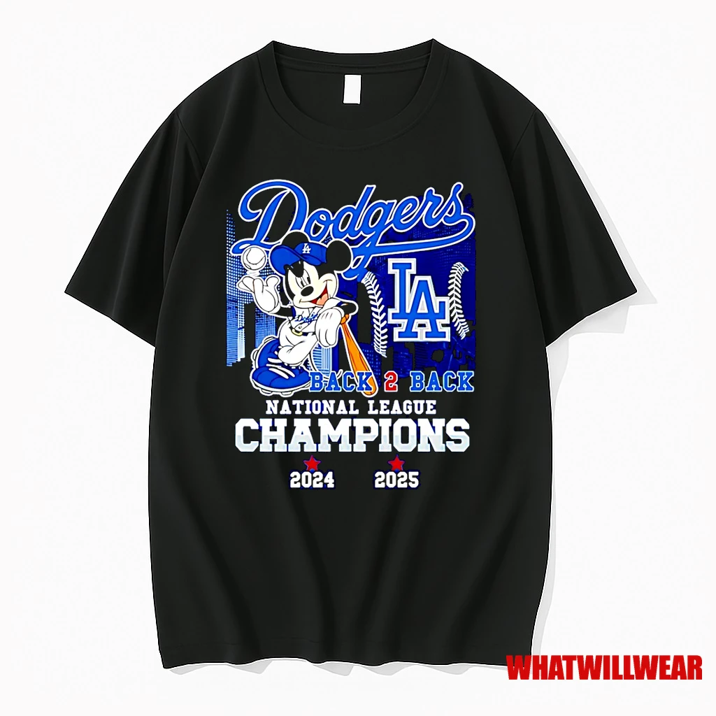Mickey Mouse Los Angeles Dodgers Back To Back National League Champions 2024 2025 Shirts