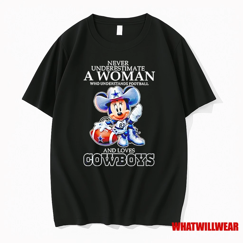 Mickey Mouse Never Underestimate A Woman Who Understands Football And Loves Cowboys Shirts
