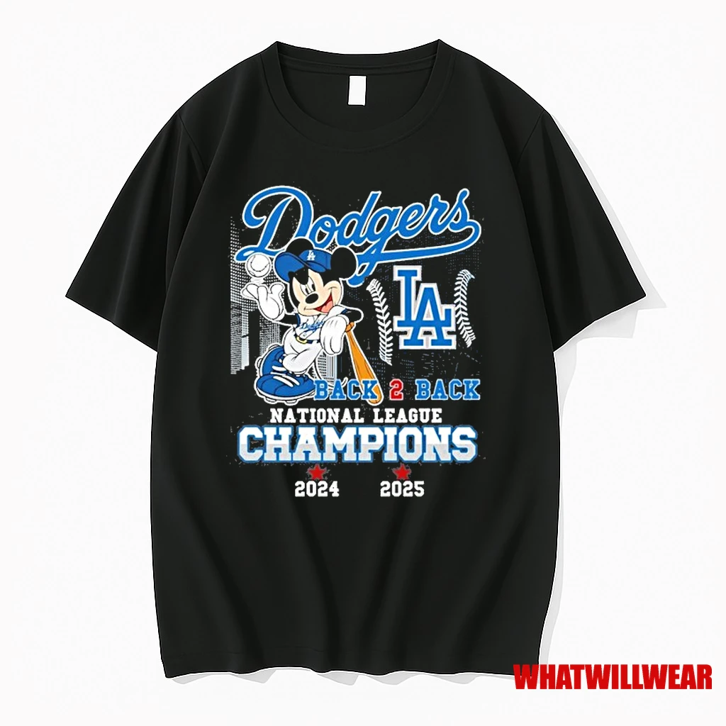 Mickey Mouse X Los Angeles Dodgers 2025 National League Champions Back 2 Back Shirts